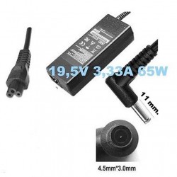 Alimentatore caricabatteria x Notebook HP 19V fino a 3,42A 65 WATT (4.5x3.0 mm.) + Cavo  di alimentazione