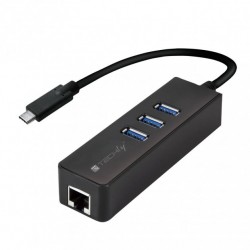 Adattatore Convertitore USB-C Ethernet Gigabit con Hub 3 porte USB-A 3.0