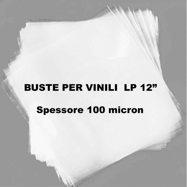 50 BUSTE trasparenti x copertine DISCHI 12", spess.100 micron - 32,5x33 cm.