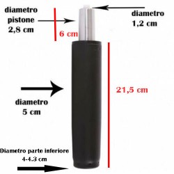 PISTONE A GAS Ø 2,8cm ricambio poltrona sedia ufficio Regolabile nero