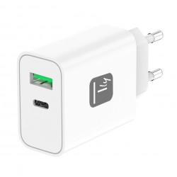 Caricatore Alimentatore GaN USB-C 30W e USB-A QC3.0 da Muro