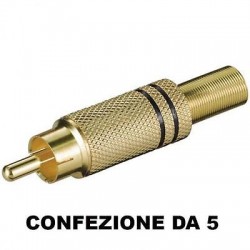 Connettore audio a saldare RCA Maschio Nero in metallo conf. da 5 pz.